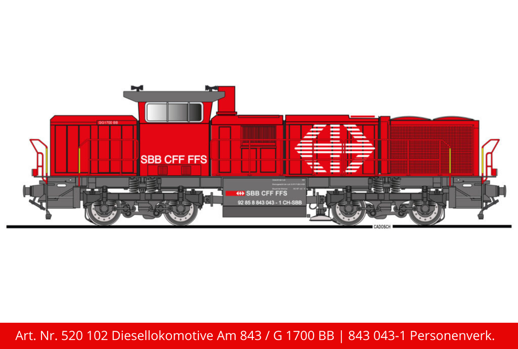 Diesellokomotive Am 843 / G 1700 BB | Betr. Nr. 843 043-1