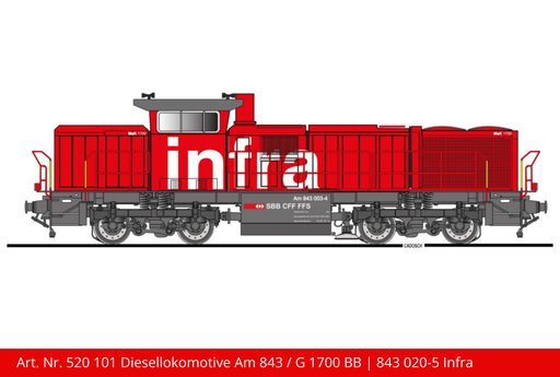 [520 101] Diesellokomotive Am 843 / G 1700 BB | Betr. Nr. 843 020-5