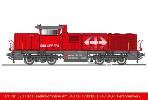 [520 102] Diesellokomotive Am 843 / G 1700 BB | Betr. Nr. 843 043-1