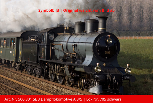 [500 301] SBB Schnellzug-Dampflokomotive A 3/5 | Lok Nr. 705 schwarz